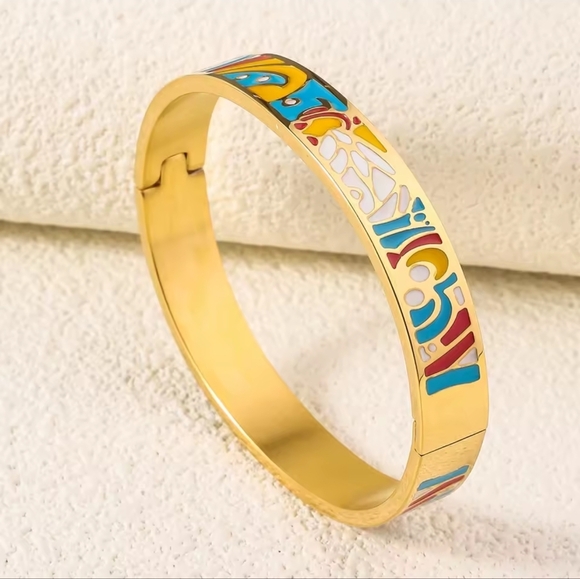 Anthropologie Jewelry - Multicolor Enamel Gold Bracelet